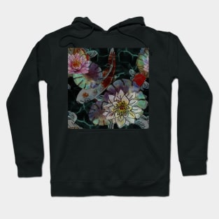 Lotus flowers black koi fish Hoodie